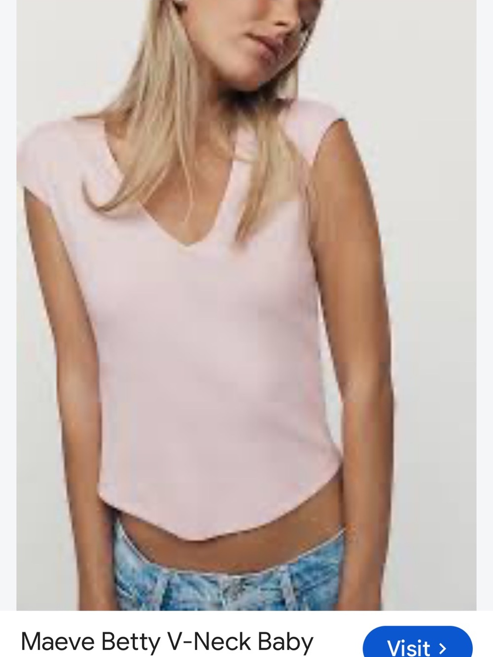 Anthropologie Baby Pink V-Neck Crop Top